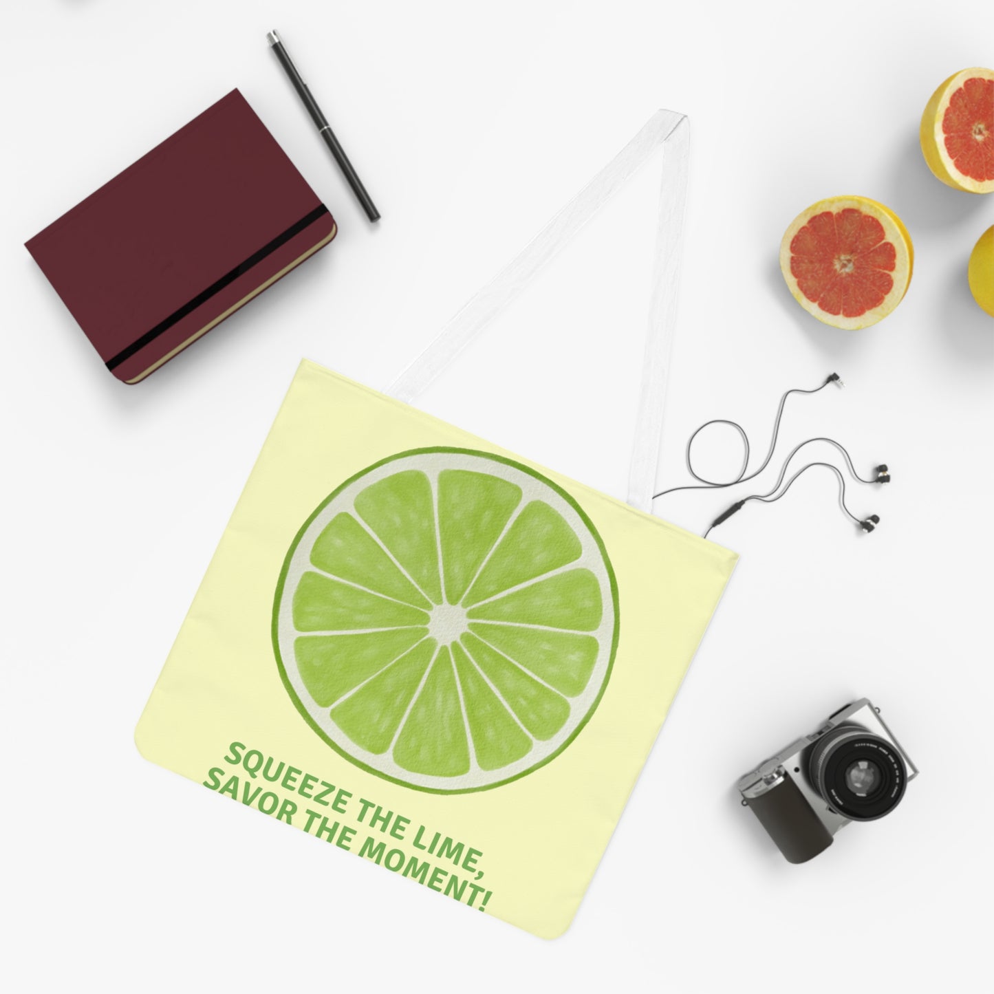 Cheerful Lime Shoulder Tote Bag - "Squeeze the Lime, Savor the Moment!"