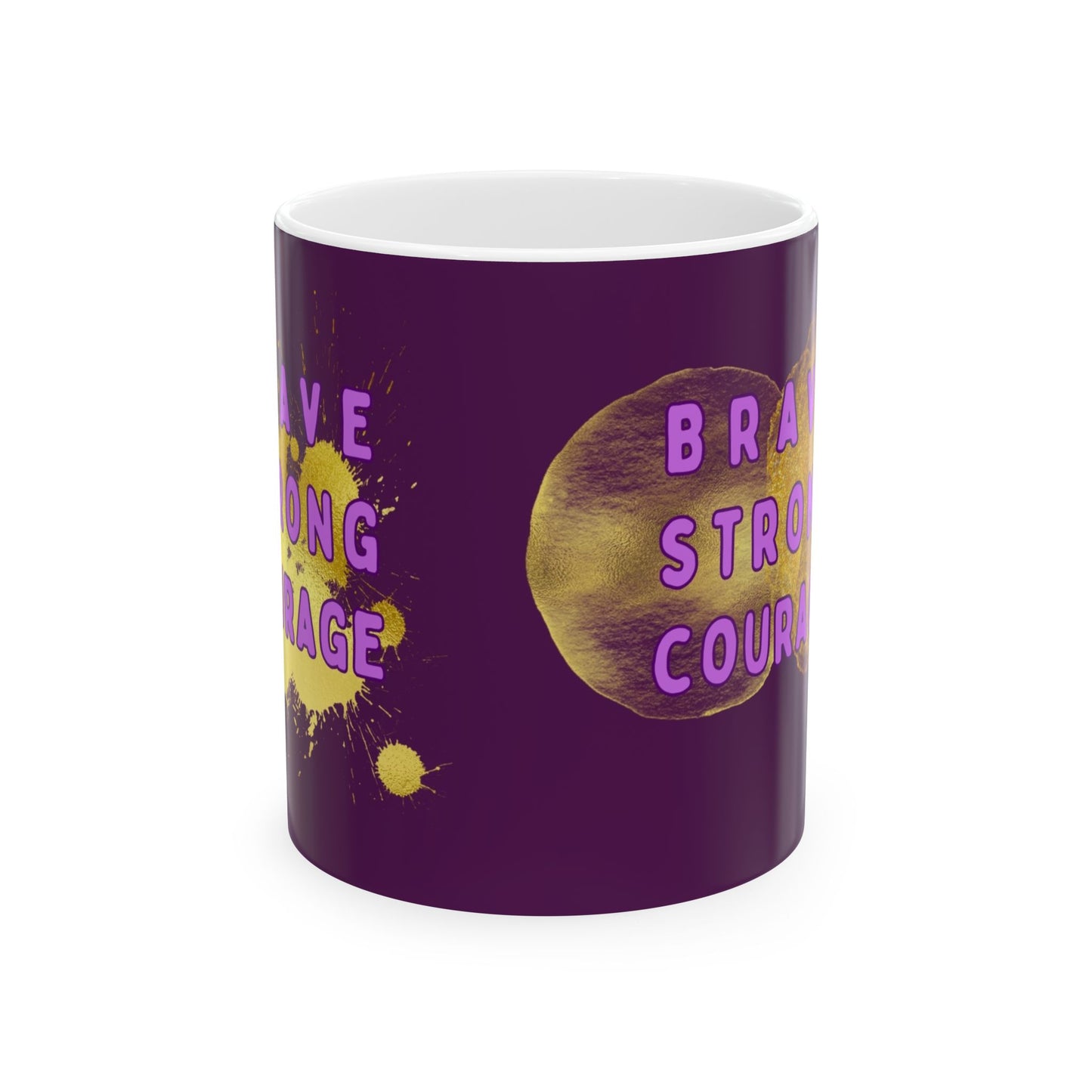 Brave Strong Courage Ceramic Mug - Inspirational Coffee Cup for Daily Motivation