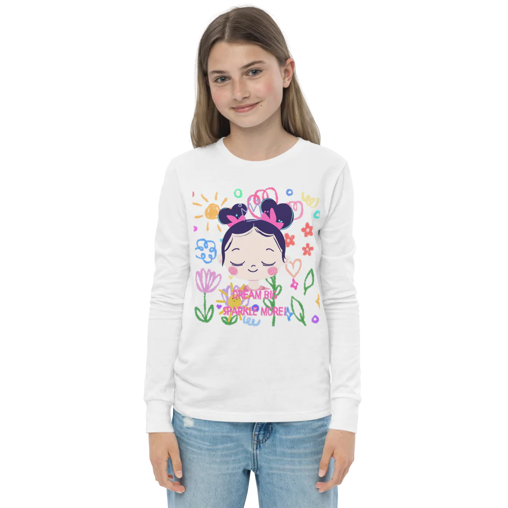 Dream Big, Sparkle More - White Long Sleeve Shirt for Girls